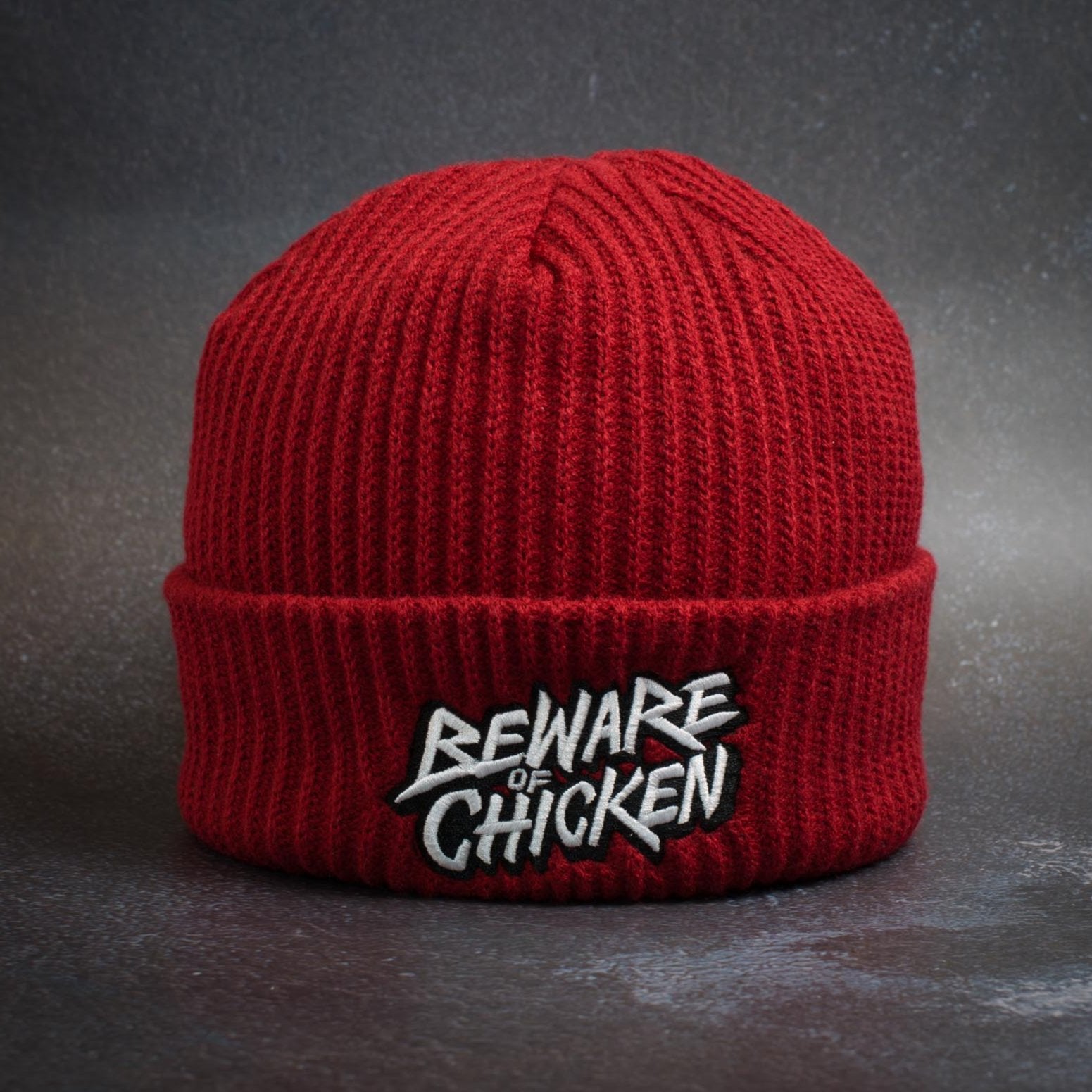 Beware Of Chicken Logo Beanie