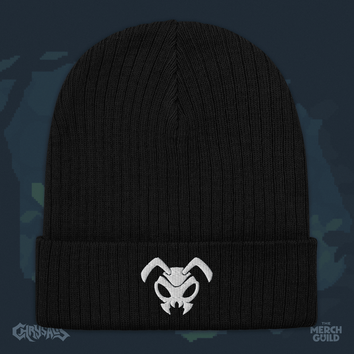 Anthony Symbol Ribbed Knit Beanie — Black — Chrysalis by RinoZ — The Merch Guild