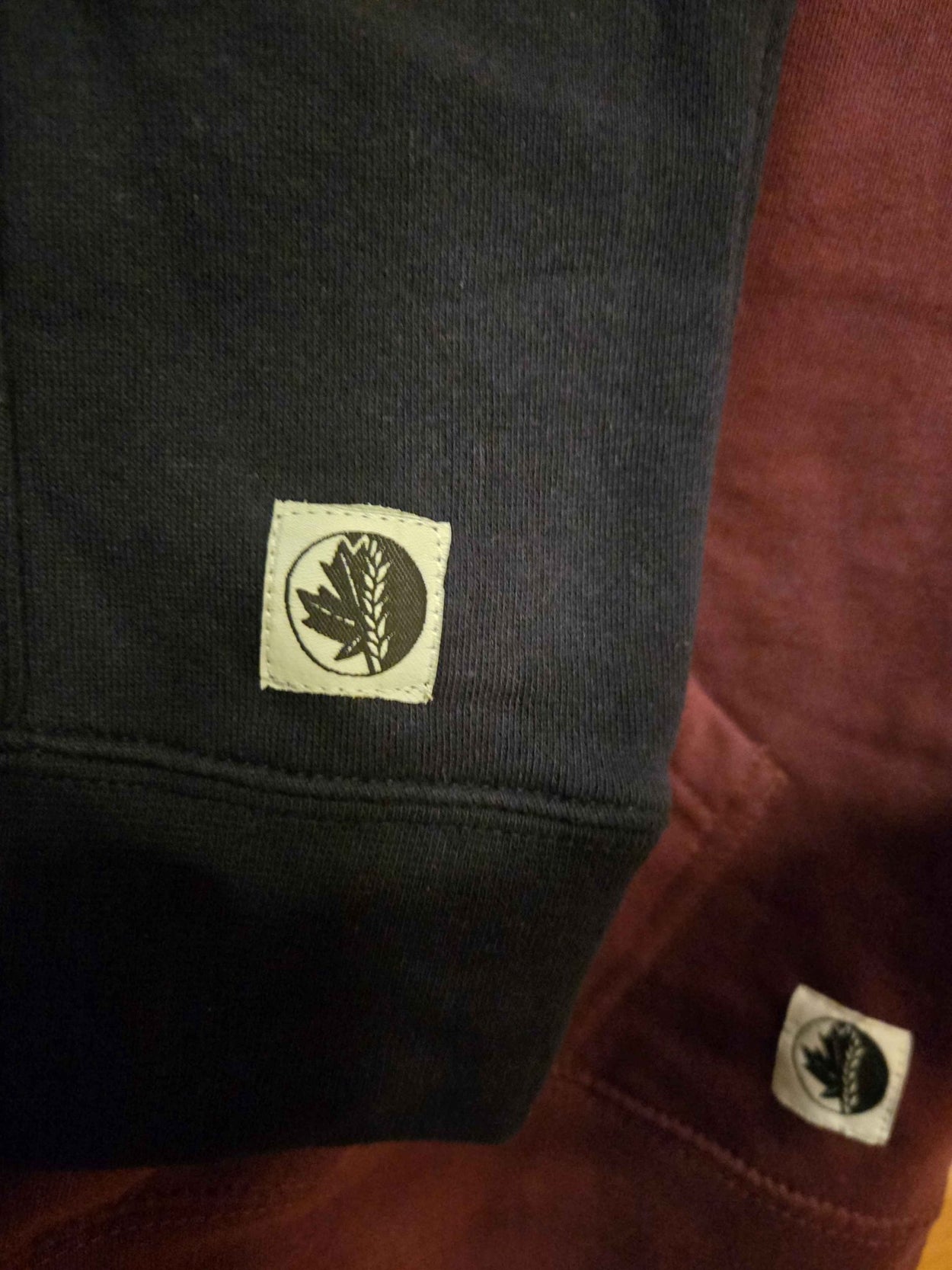 Picture of Fa Ram logo woven patch on hoodies. 