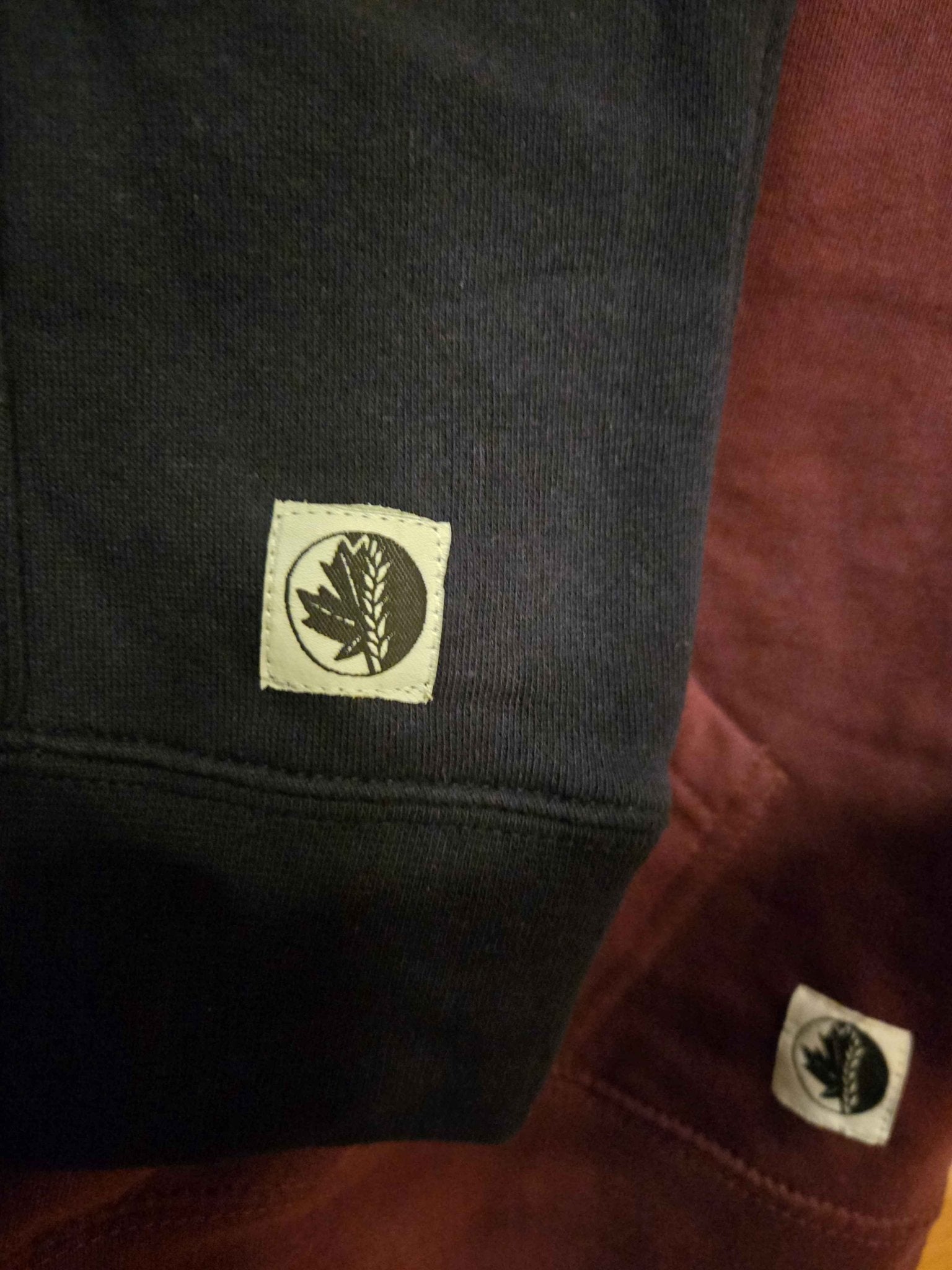 Picture of Fa Ram logo woven patch on hoodies. 