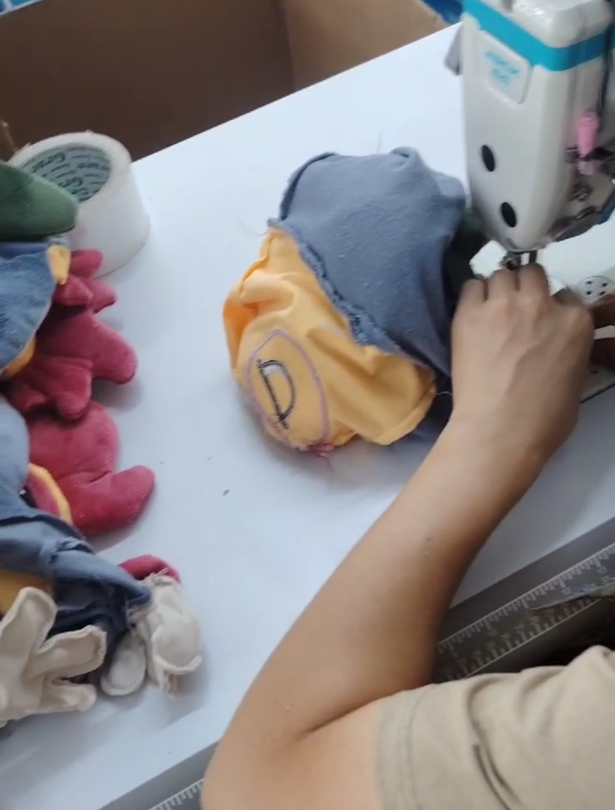 Bi De Plush in process of being manufacturered