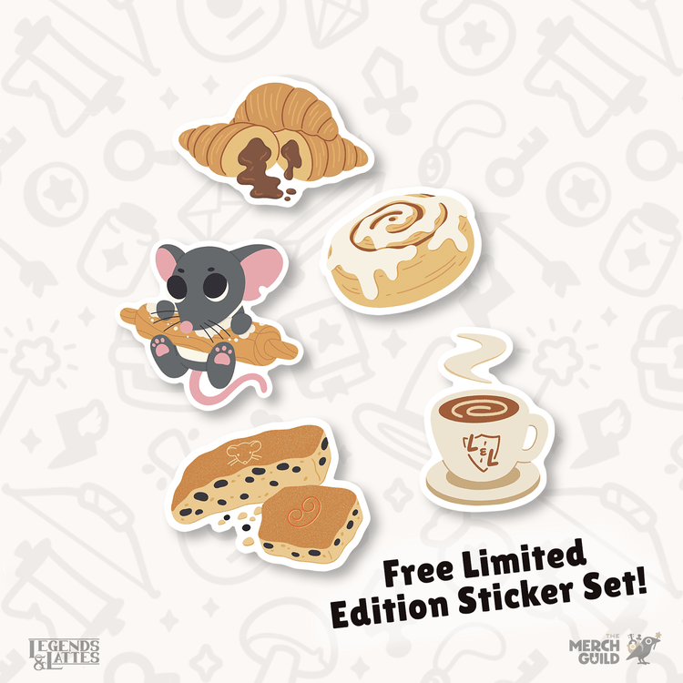 Free exclusive limited edition sticker set featuring Thimble, Cinnamon Scroll, Thimblets