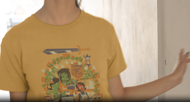 Legends and Lattes Tee on girl in video