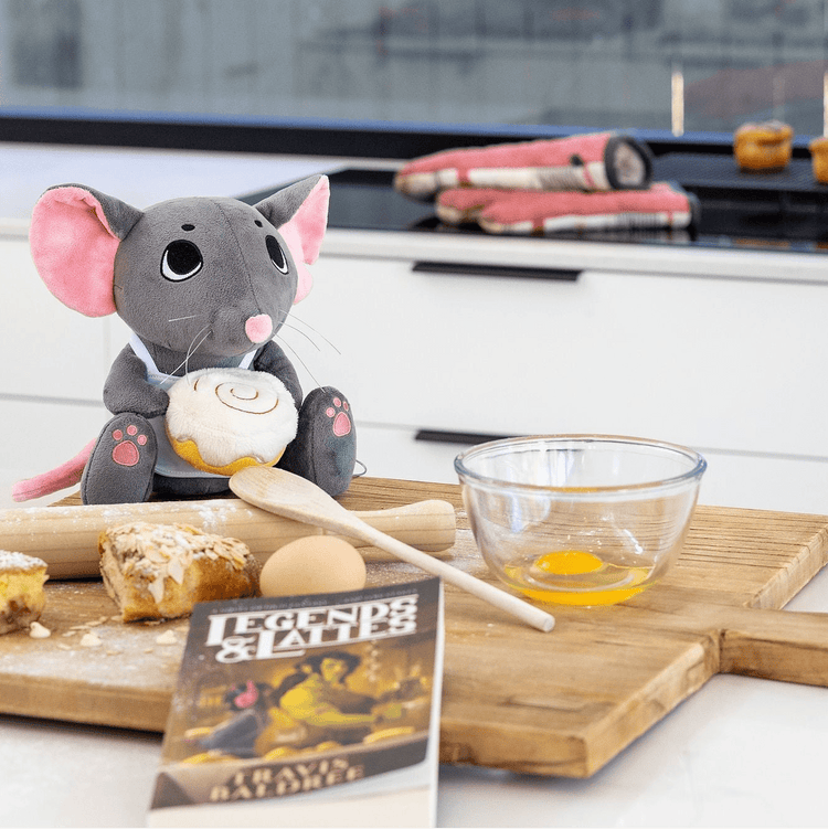 Legends & Lattes Thimble Plush. A soft, collectible Rattkin plush from the cozy fantasy world created by Travis Baldree.